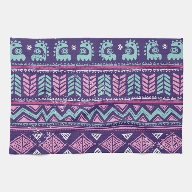 Tribal Ethnic: Colorful Seamless Mönster. Kökshandduk (Horisontell)
