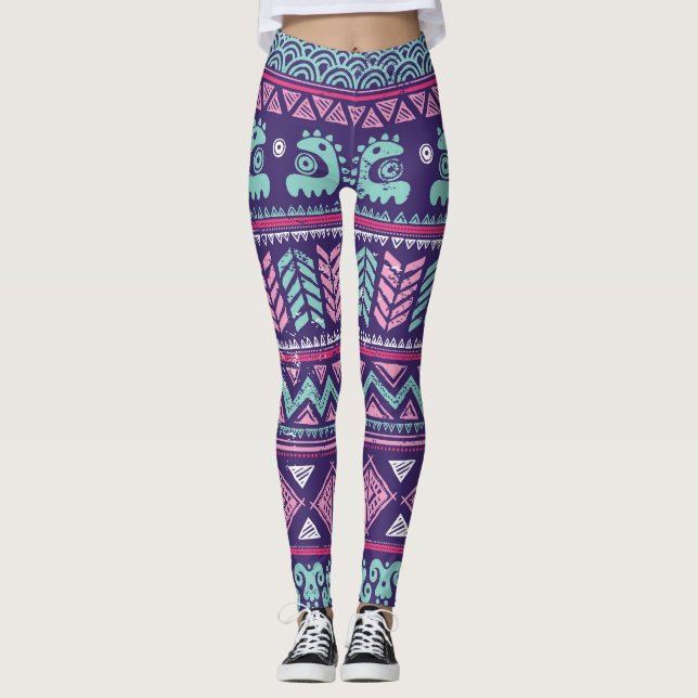 Tribal Ethnic: Colorful Seamless Mönster. Leggings (Framsida)