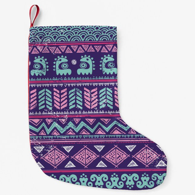 Tribal Ethnic: Colorful Seamless Mönster. Liten Julstrumpa (Framsidan)