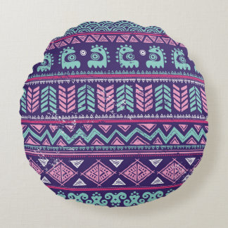 Tribal Ethnic: Colorful Seamless Mönster. Rund Kudde