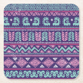 Tribal Ethnic: Colorful Seamless Mönster. Underlägg Papper Kvadrat