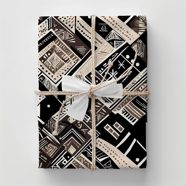 Tribal Ethnic Modern Earthy African American Gift Presentpapper (Tribal Ethnic Modern Earthy African American Gift Wrapping Paper)