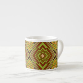 Tribal Etisk Röd Grön Guld Mönster Espressomugg