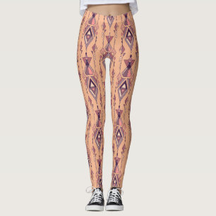 Tribal Etnisk: Aztekisk Mexikansk Sömlös Vintage Leggings