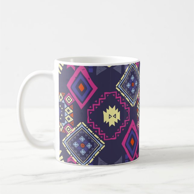 Tribal etnisk bakgrund. Primitiv snyggt Kaffemugg (Vänster)