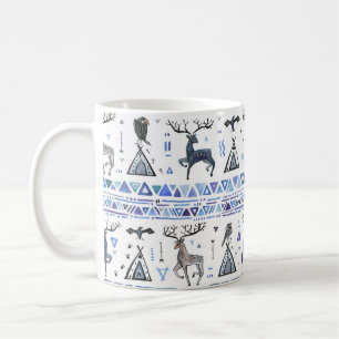 Tribal-etnisk, djur drömmer catcher, sömlös. kaffemugg