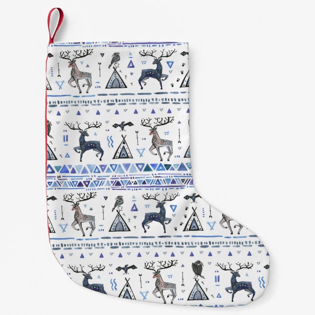 Tribal-etnisk, djur drömmer catcher, sömlös. liten julstrumpa (Framsidan)