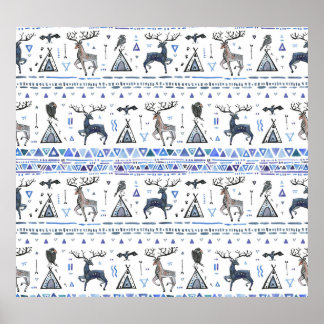 Tribal-etnisk, djur drömmer catcher, sömlös. poster