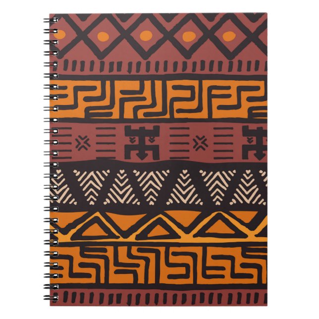 Tribal, etnisk, färglös bohemian mönster med geome anteckningsbok (Framsidan)