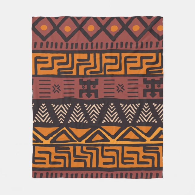 Tribal, etnisk, färglös bohemian mönster med geome fleecefilt (Framsidan)