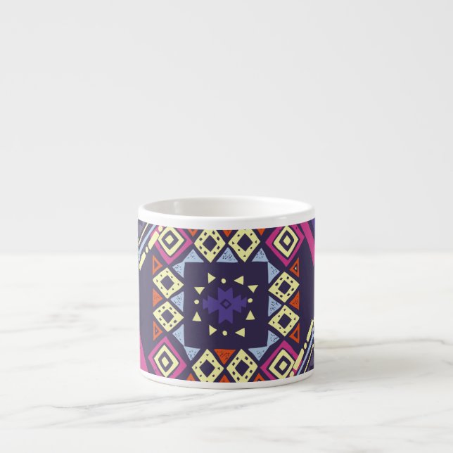 Tribal etnisk, primitiv geometrisk bakgrund. espressomugg (Framsidan)