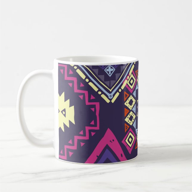 Tribal etnisk, primitiv geometrisk bakgrund. kaffemugg (Vänster)