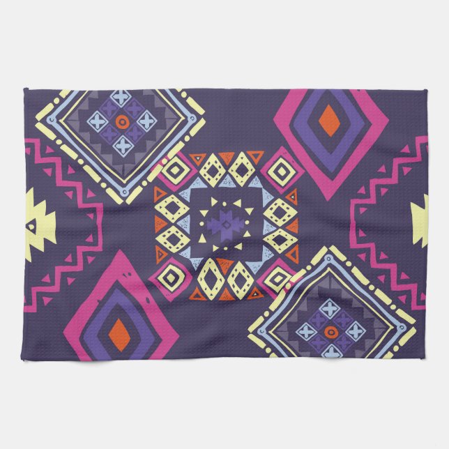 Tribal etnisk, primitiv geometrisk bakgrund. kökshandduk (Horisontell)