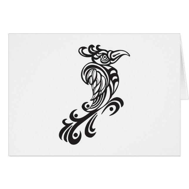 Tribal Fågel Tatuering Design Hälsningskort (Framsidan Horizontal)