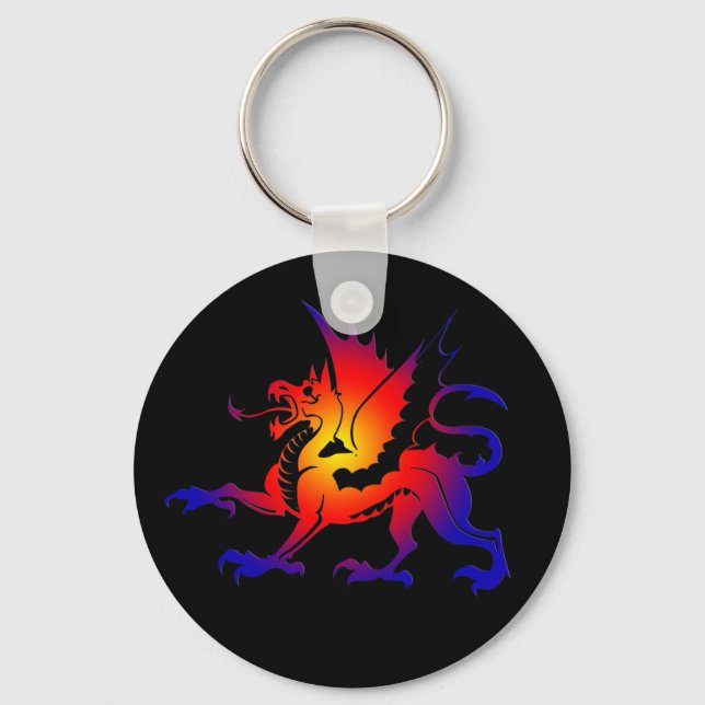 Tribal Färg Dragon Keychain II Nyckelring (Framsida)