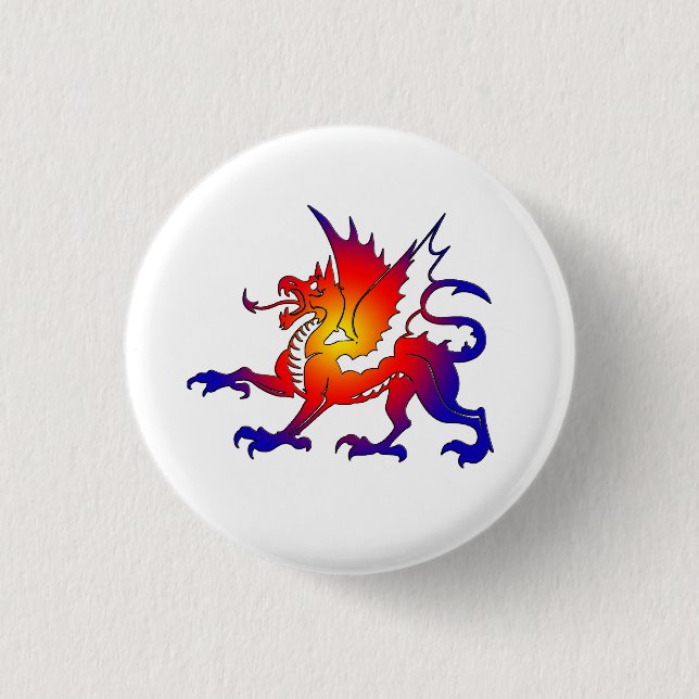 Tribal Färgdrake Pin Knapp (Framsida)