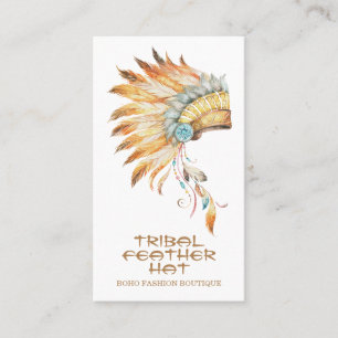 Tribal Feather Hat Visitkort