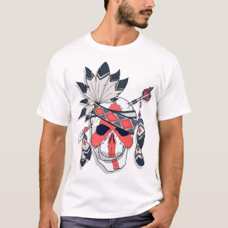 Tribal Feather Skull Grafisk T-Shirt