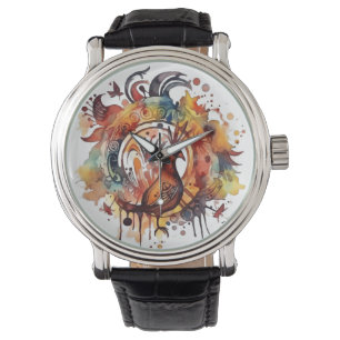 Tribal Fenix Vattenfärg Mandala Ur Konst Armbandsur
