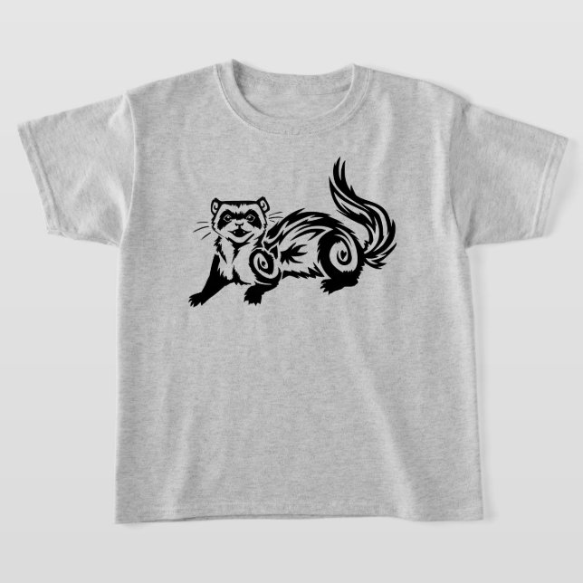 Tribal Ferret Tattoo Design T Shirt (Laydown)