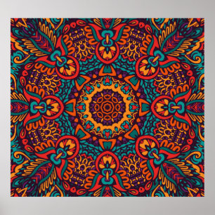 Tribal Festive: Colorful Ethnic Mönster Poster