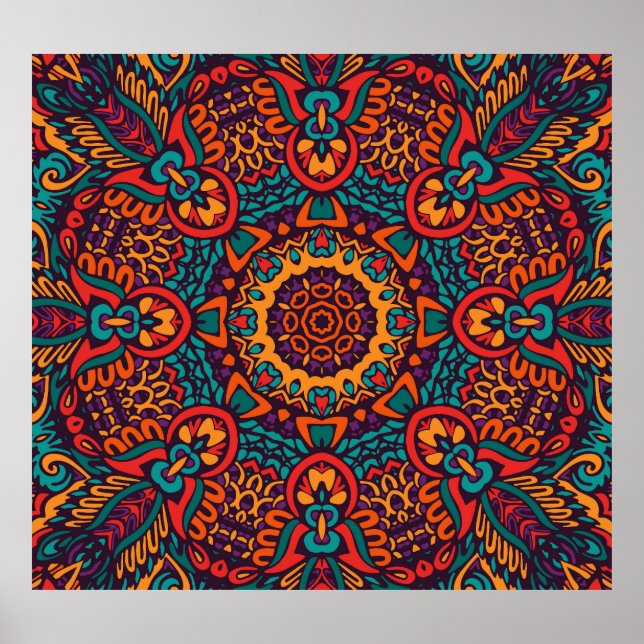 Tribal Festive: Colorful Ethnic Mönster Poster (Framsidan)