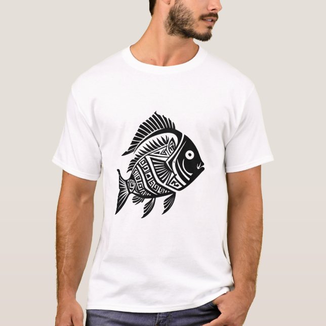 Tribal Fish Art T-Shirt (Framsida)