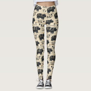 Tribal flodhäst safari-mönster leggings