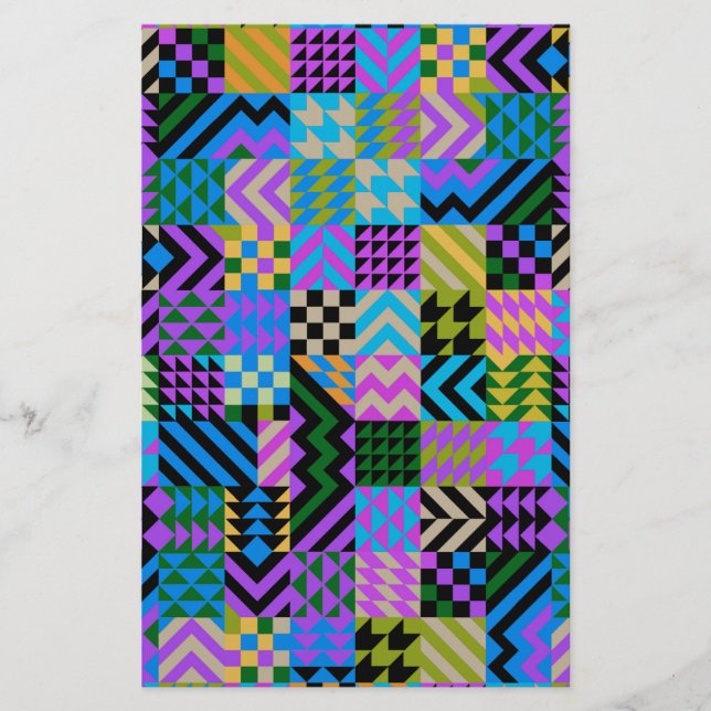 Tribal Folk Art - Blå Brevpapper (Framsida)