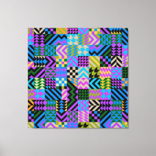 Tribal Folk Art - Blå Canvastryck