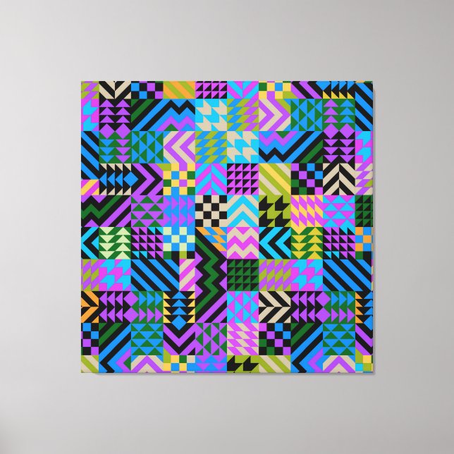 Tribal Folk Art - Blå Canvastryck (Framsida)