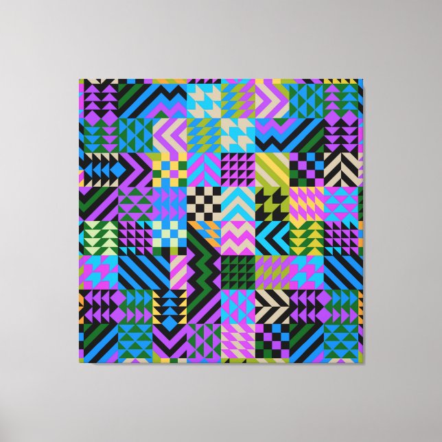 Tribal Folk Art - Blå Canvastryck (Framsida)