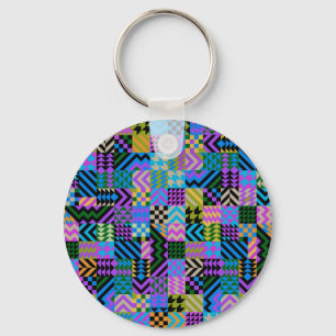 Tribal Folk Art - Blå Nyckelring