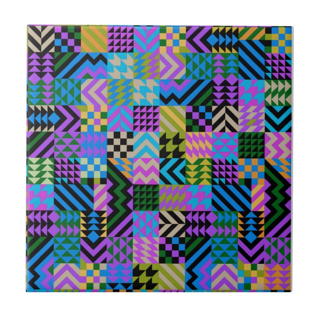 Tribal Folk Art - Blue Kakelplatta (Framsidan)