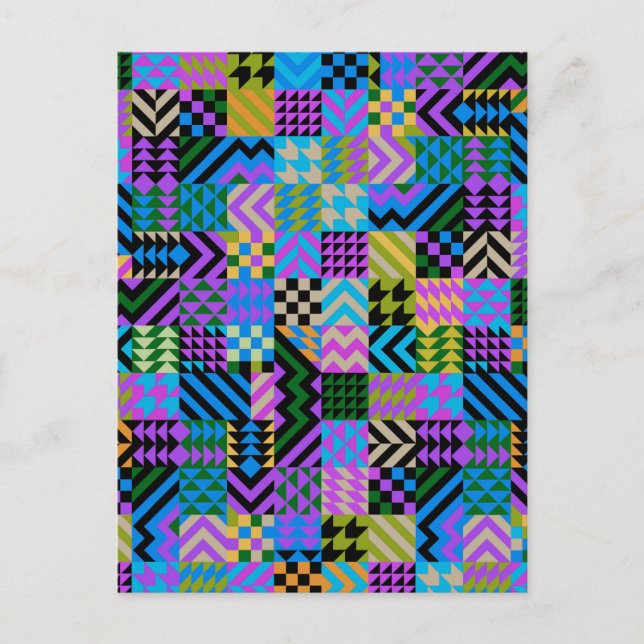 Tribal Folk Art - Blue Vykort (Framsida)