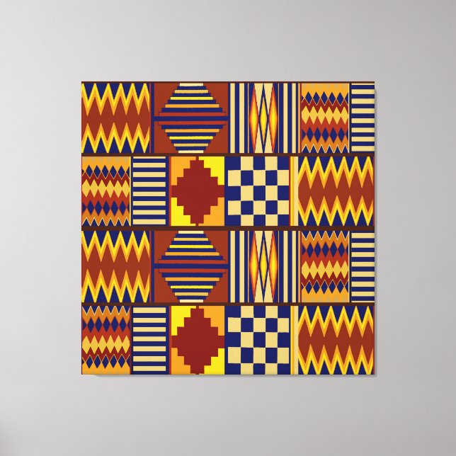 Tribal Folk Art - Rost Marin Gul Canvastryck (Framsida)