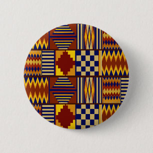 Tribal Folk Art - Rust Navy Gult Knapp