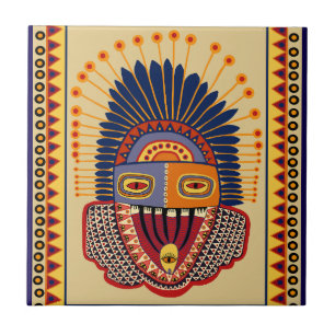 Tribal Folk Art Schaman Kakelplatta