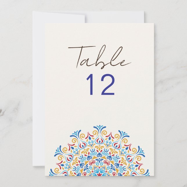 Tribal Folk Culture Mandala Wedding Table Number Inbjudningar (Framsida)