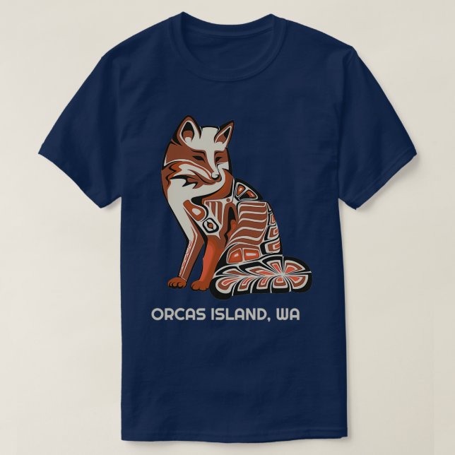 Tribal Fox Orcas Island Washington Native American T Shirt (Design framsida)