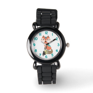 Tribal Fox Teal Number Kids Armbandsur