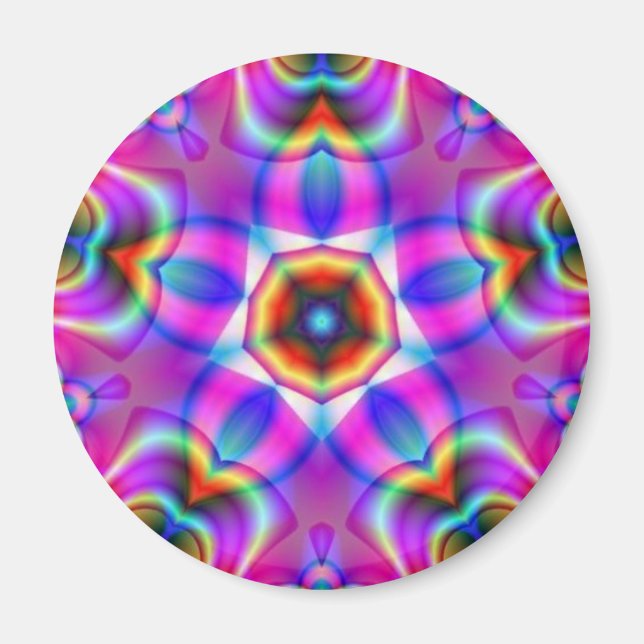 Tribal Fractal Mandala Star Flower Magnet (Framsidan)