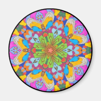 Tribal Fractal Mandala Star Flower Magnet