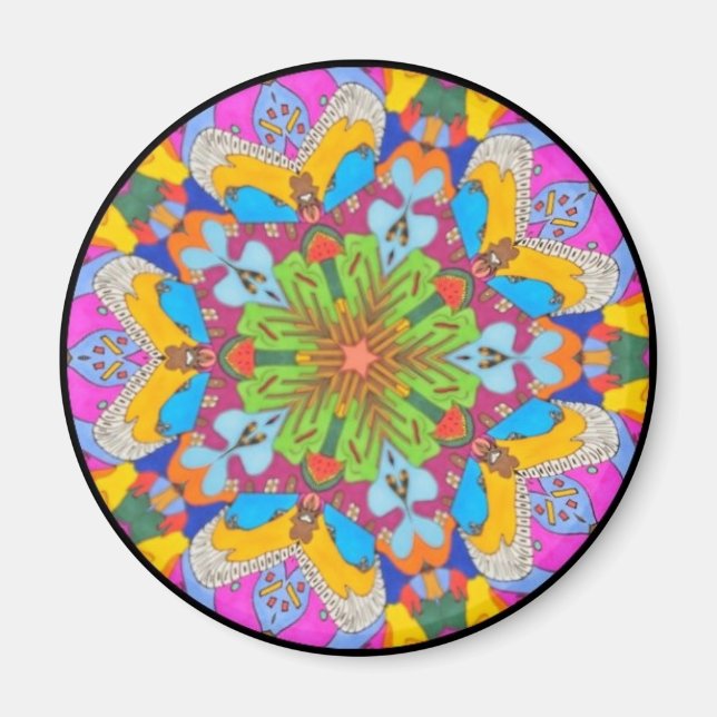 Tribal Fractal Mandala Star Flower Magnet (Framsidan)