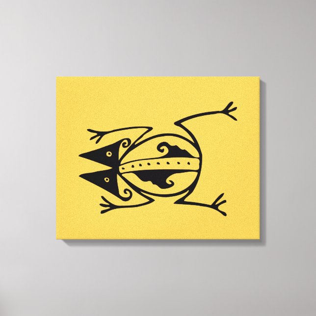 Tribal Frog gammal aztec-stamkonst Canvastryck (Framsida)