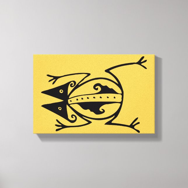 Tribal Frog gammal aztec-stamkonst Canvastryck (Framsida)