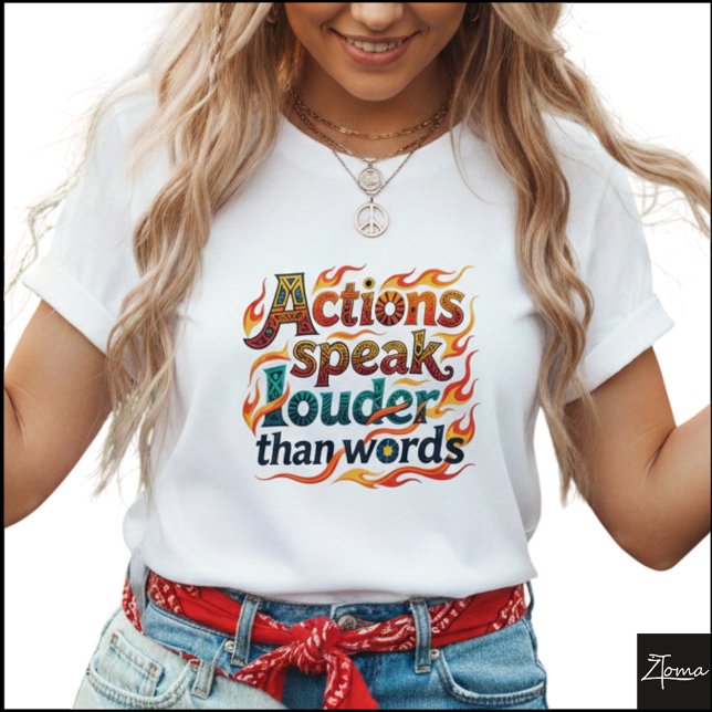 Tribal Geometric Actions Speak Louder Flames T Shirt (Skapare uppladdad)