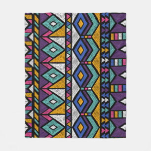 Tribal Geometric Aztec: Colorful Vintage Mönster Fleecefilt