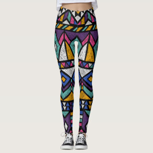 Tribal Geometric Aztec: Colorful Vintage Mönster Leggings