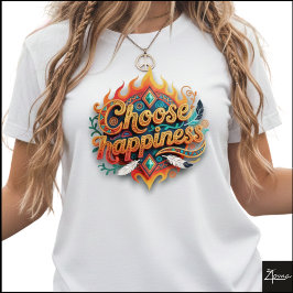 Tribal Geometric Choose Happiness 3D Art T Shirt